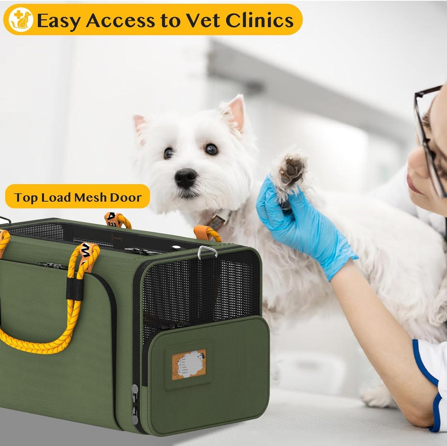Expandable Pet Carrier W/Id Card, 18″×11″×11″ Small Dog Carrier TSA Airline Approved, Top Load Cat Carrier for 2 Cats under Seat, Soft-Sided Collapsible Puppy & Animal Travel Bag, up 15 Lbs