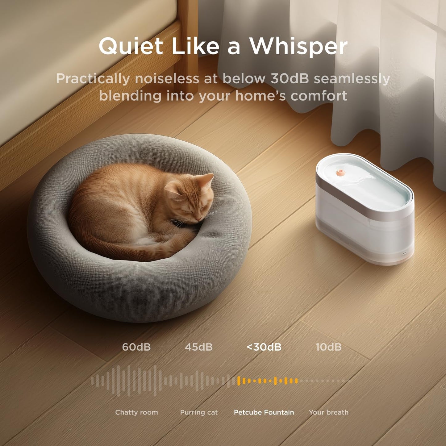 Pet Water Fountain | Automatic Wireless Water Fountain for Cats and Dogs with Ceramic Bowl, Easy to Clean, 4-Layer Filtration, In-App Filter Control, LED Light, Quiet Pump, Battery Operated