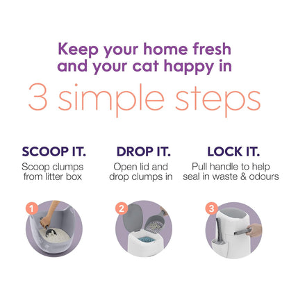 Style Pailcat Litter Box Waste Disposal System for Odor Control Includes 1 Square Refill Bag