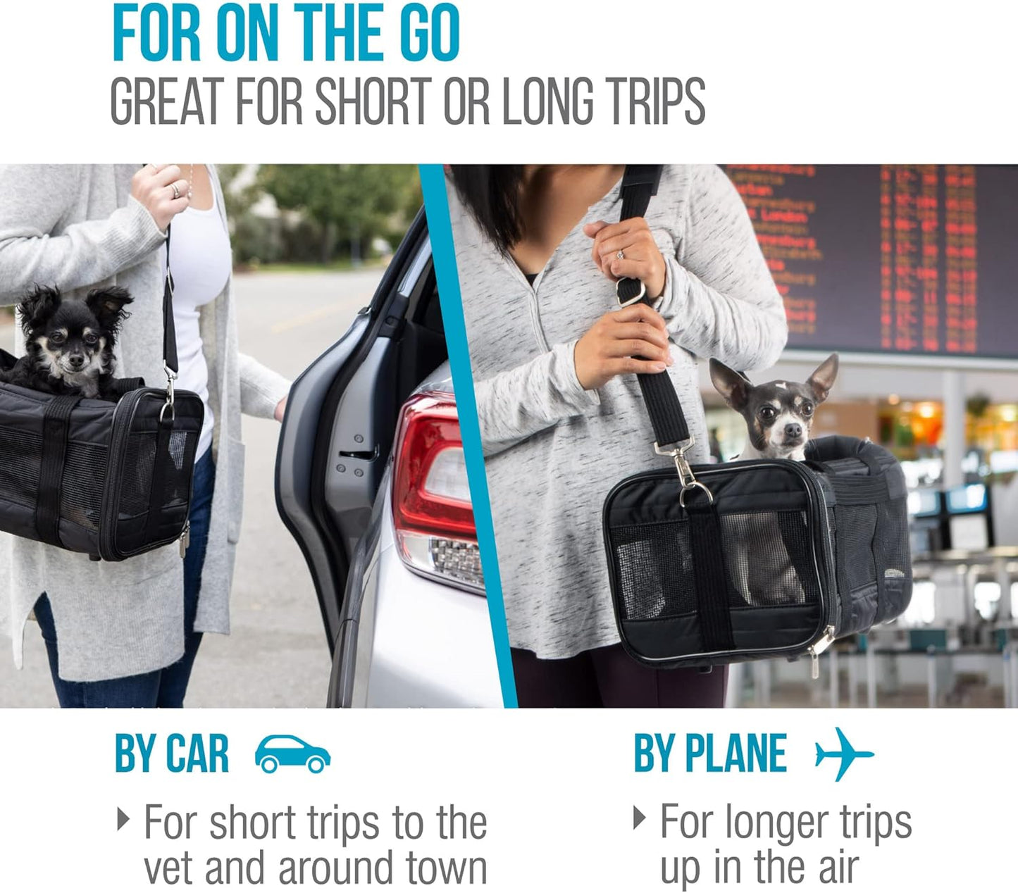 2-In-1 Backpack Travel Pet Carrier, Airline Approved & Guaranteed on Board - Gray, Medium