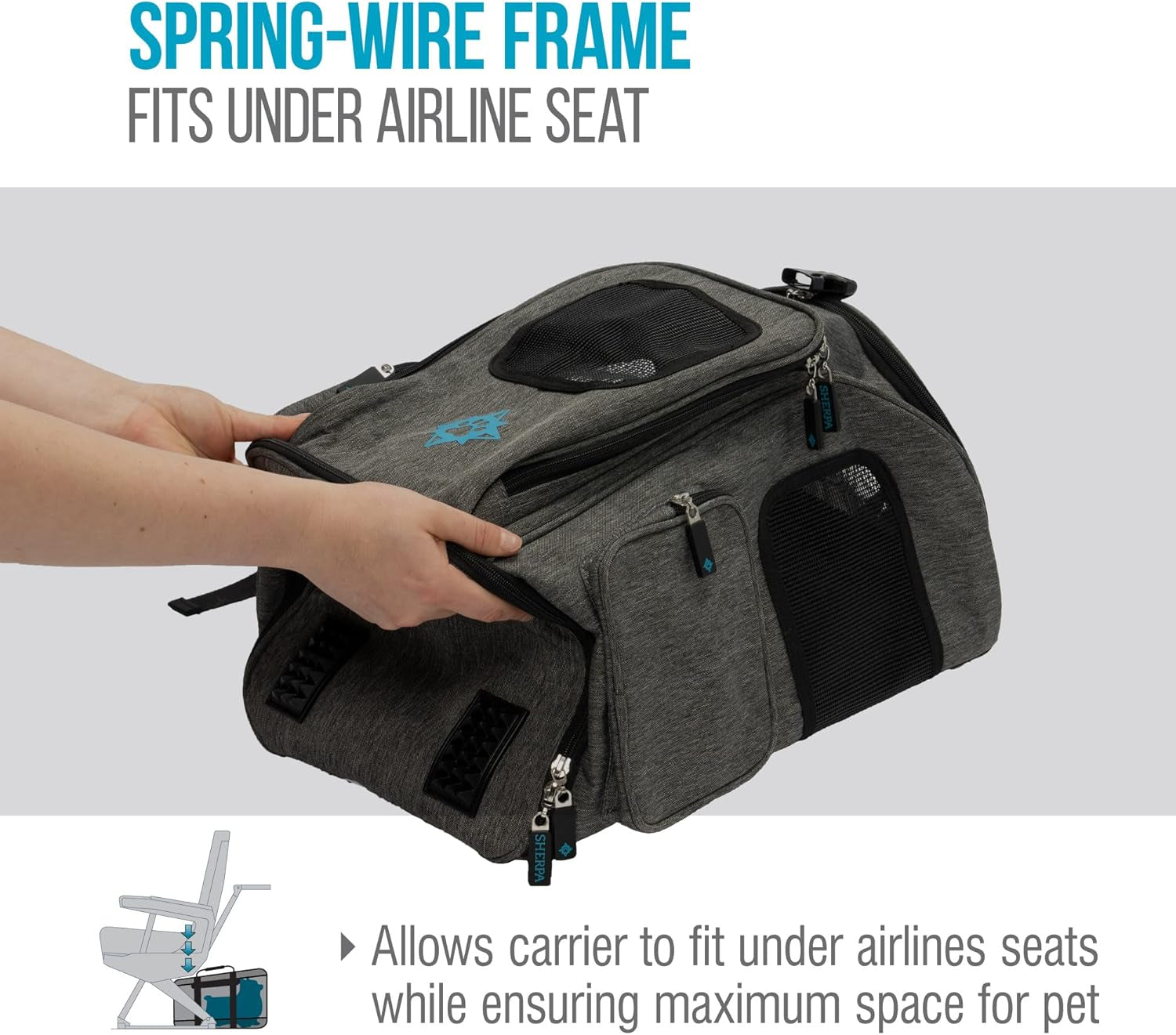 2-In-1 Backpack Travel Pet Carrier, Airline Approved & Guaranteed on Board - Gray, Medium