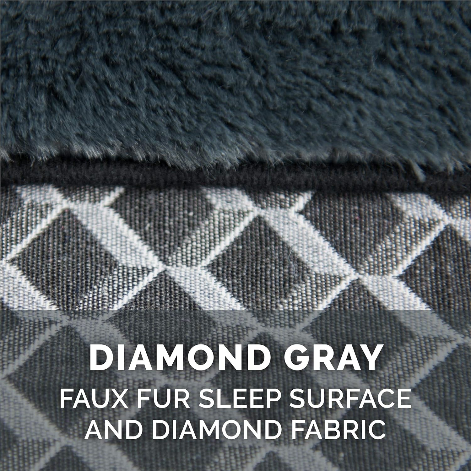Pillow Dog Bed for Large/Medium Dogs W/ Removable Bolsters & Washable Cover - Plush & Woven Decor Comfy Couch Sofa - Diamond Gray, Large