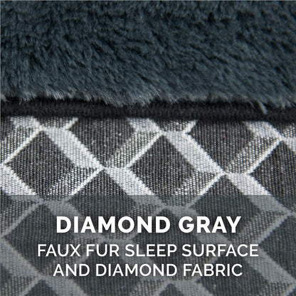 Pillow Dog Bed for Large/Medium Dogs W/ Removable Bolsters & Washable Cover - Plush & Woven Decor Comfy Couch Sofa - Diamond Gray, Large