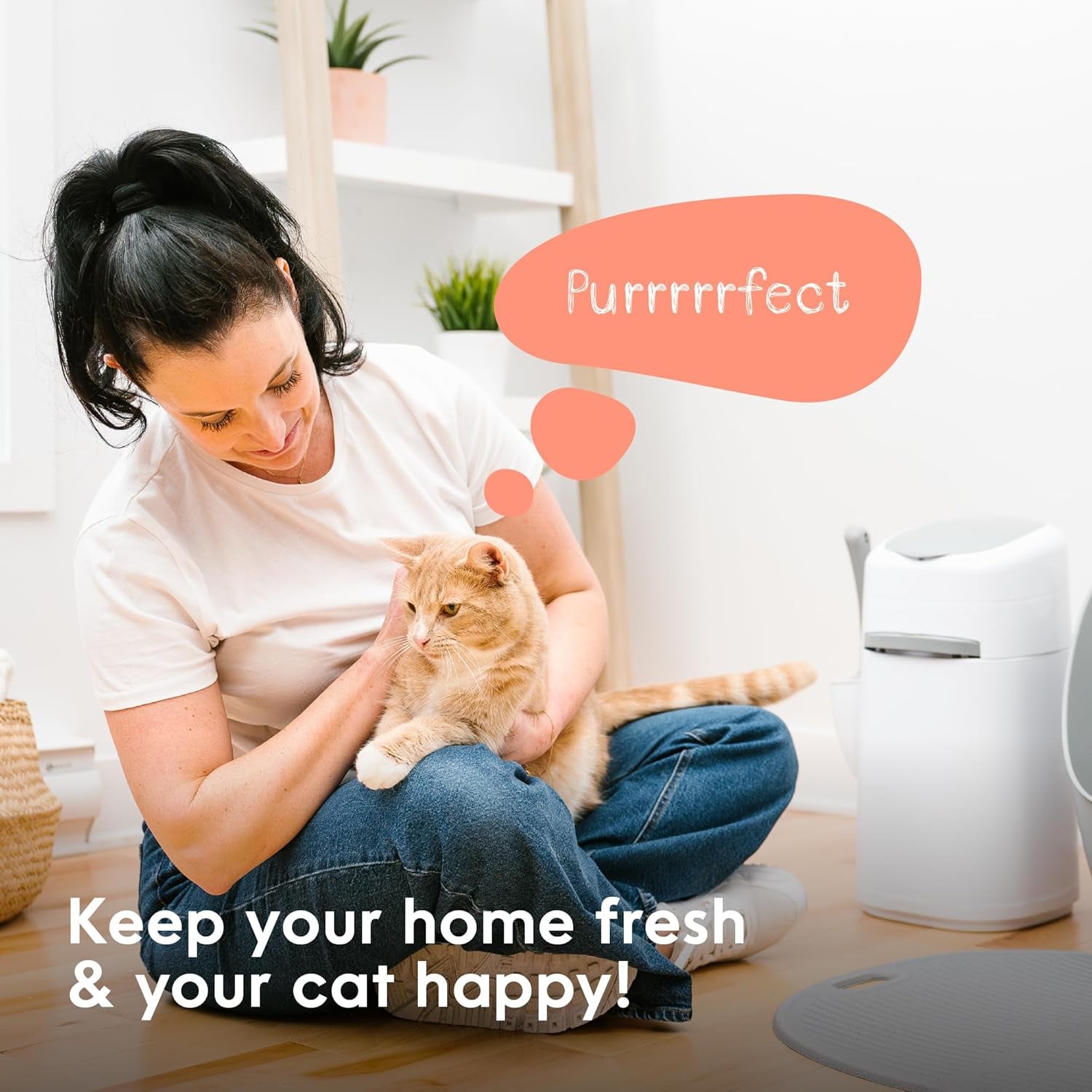 Style Pailcat Litter Box Waste Disposal System for Odor Control Includes 1 Square Refill Bag